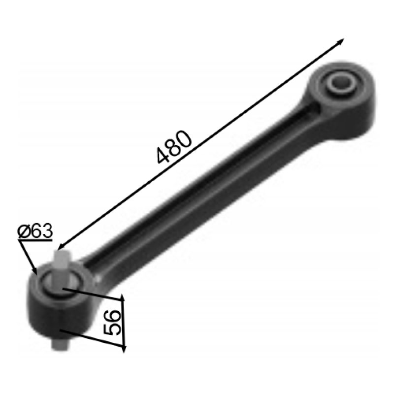 Braco Tensor Fixo Truck 480mm Orig Suspensys C/ Buchas (c/pino E S/pino) 62mm