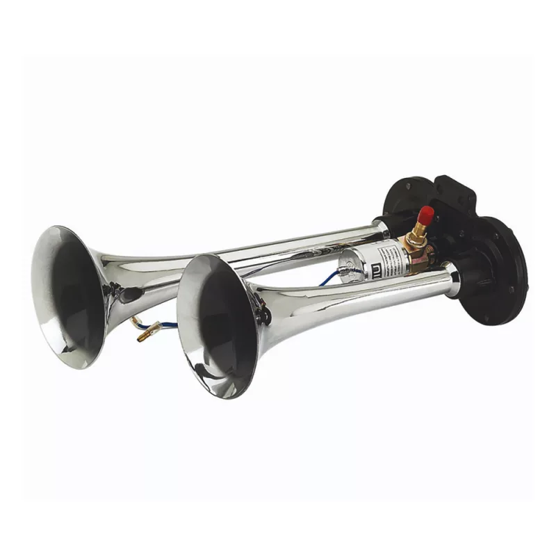 Buzina 2 Cornetas Cromada 12v/24v Eletropneumatica Gb1091***