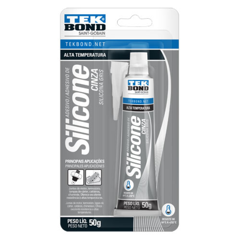 Silicone Acetico 50g Cinza Blister Alta Temperatura Tek Bond Tek Bond