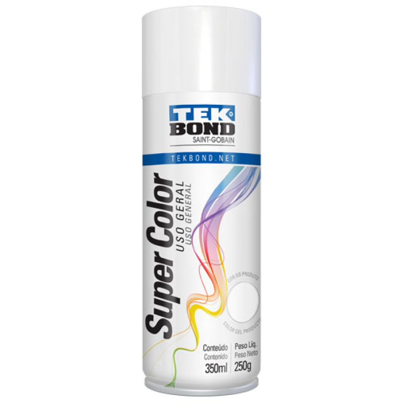 Tinta Spray Branco Brilhante Uso Geral 350 Ml/250g Tek Bond