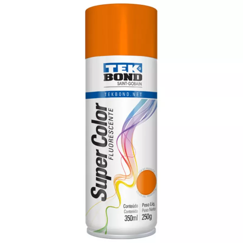 Tinta Spray Laranja Fluorescente 350 Ml/250g Tek Bond