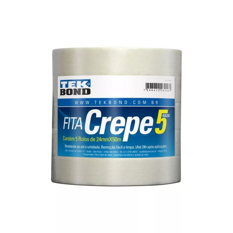 Fita Crepe 24mx50m Pacote Com 5 Pecas
