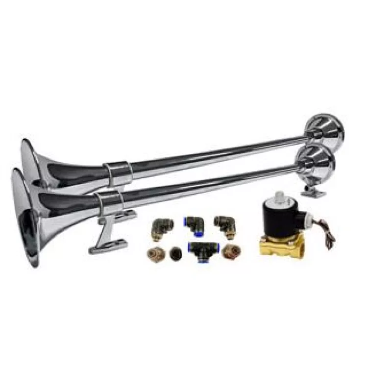 Buzina Cromada 24v 740mm Par C/kit Instalacao  K10308cc***