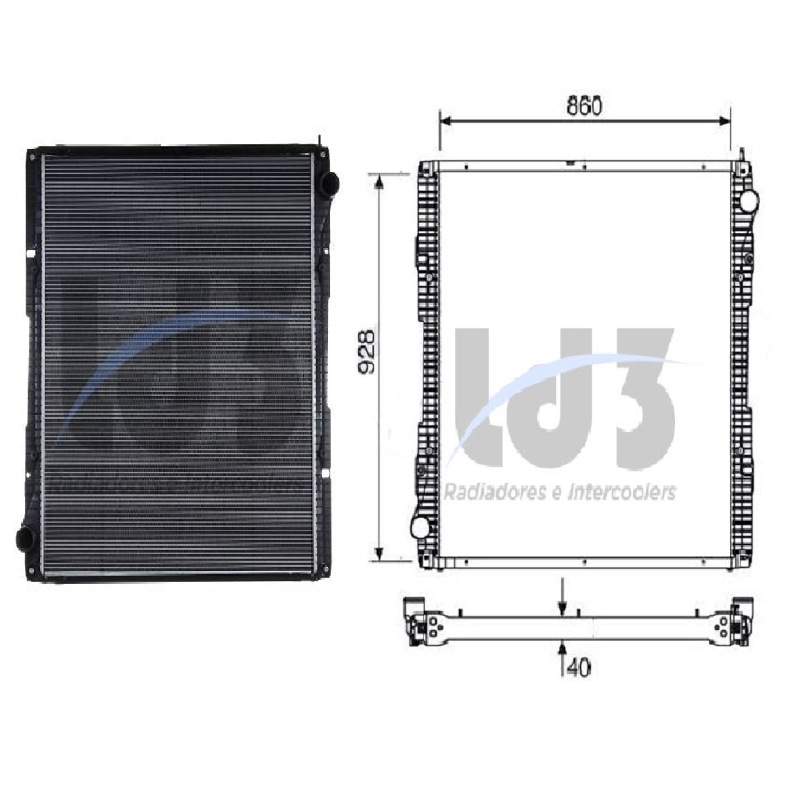 Radiador Agua Scania C/lateral Ld3