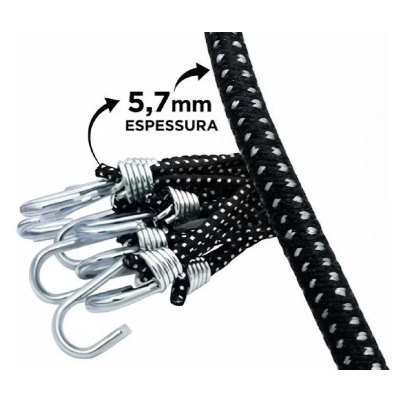 KIT 100 EXTENSOR ELÁSTICO LONA DE CAMINHÃO REFORÇADO 35CM
